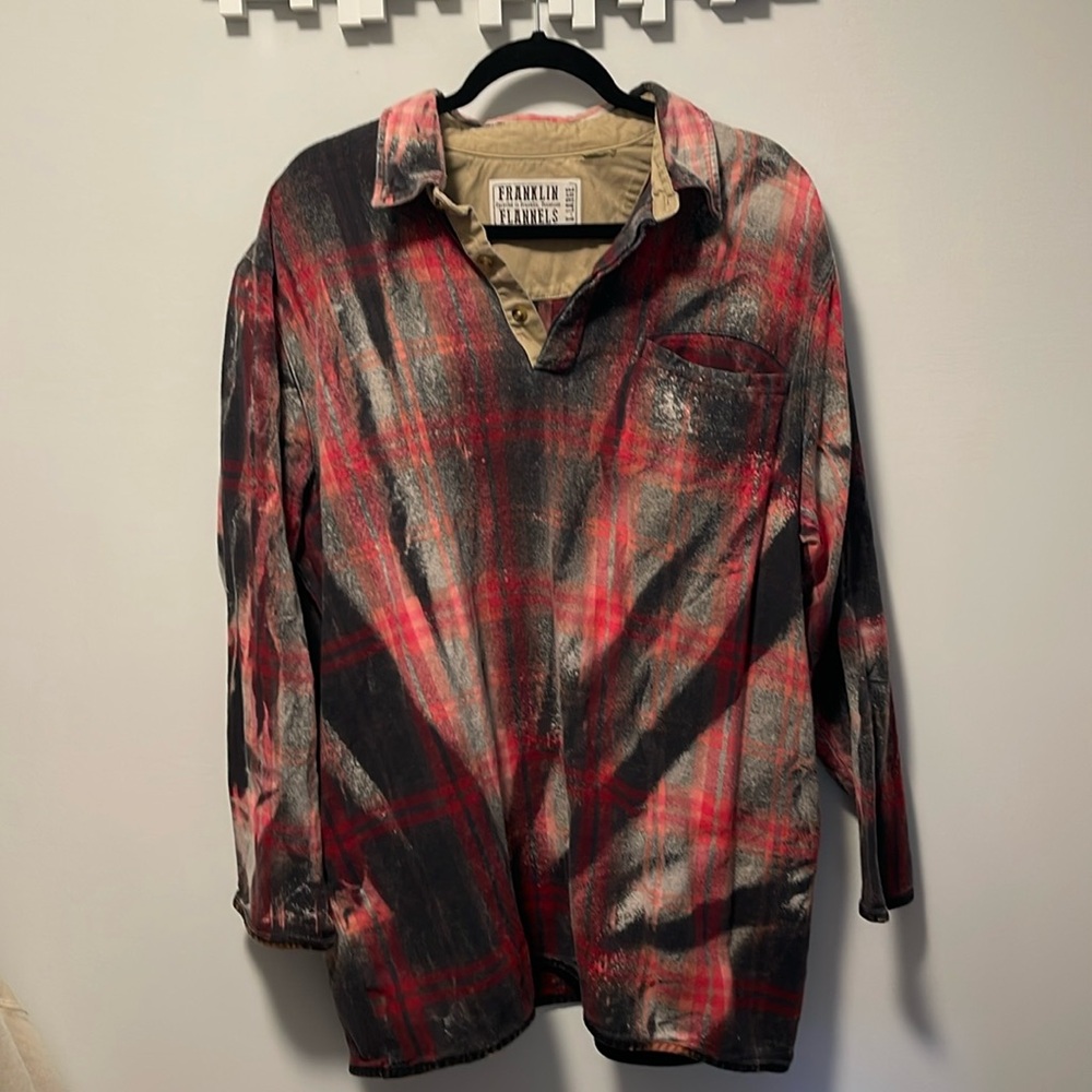 Bleach dyed flannel tunic size XL.